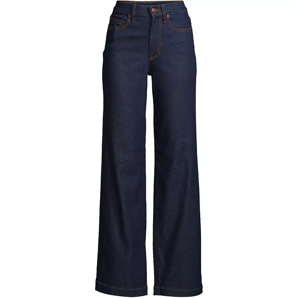 Lands' End Women's Flare Wide Leg Jeans - Navy